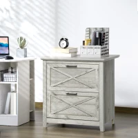 HOMCOM Retro Wooden 2-Drawer Lateral File Chest Cabinet Pedestal for Document Storage with Hanging Bar for Letter/Legal Size, Grey(m-10)