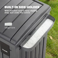 Outsunny 29 Gallon Outdoor Garbage Bin with Dual Lid, Plastic Outdoor Waste Trash Can with Side Holder and Drip Tray, Grey(m-6)