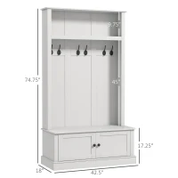 HOMCOM Hall Tree, Entryway Bench with Coat Rack, White(m-3)