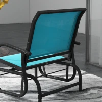 Outsunny 2 Pieces Outdoor Glider Chair, Steel Swing Chai with Curved Armrests for Porch, Garden, Poolside, Balcony, Blue(m-9)