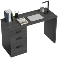 HOMCOM Computer Desk with 3 Drawers, 47" Home Office Desk with Adjustable Hanging Rails for Letter A4 Files, Black(m-9)