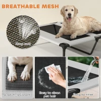 PawHut Elevated Dog Bed with Removable Canopy, Portable Outside Raised Pet Cot with Cooling Pad, Storage Bag, 36" x 29.5" x 35"(m-7)