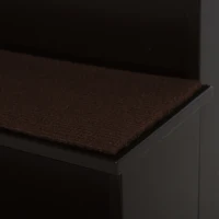 PawHut 4 Levels Wooden Dog Steps Pet Stairs for High Bed, Cat Ladder for Bed Couch with Non-Slip Carpet, Dark Coffee(m-10)