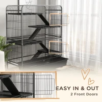 PawHut 53.5"H Small Animal Cage 5-Level Metal Ferret Cage for Rabbits(m-7)