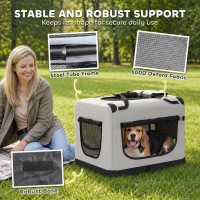 PawHut Pet Carrier Bag, Soft-Sided Dog Carrier for Small to Large Dogs, Portable Pet Travel Bag, Light Grey(m-5)