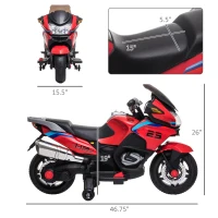Aosom 12V Kids Electric Motorcycle with Training Wheels, Battery Power Ride on Motorbike, High-Traction at 3.7 Mph Top Speed, with Light Music, Red(m-3)