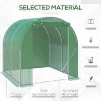 Outsunny 6' x 6' x 6' Tunnel Greenhouse Outdoor Walk-In Hot House with Roll-up Plastic Cover and Zippered Door, Steel Frame, Green(m-4)