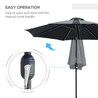 Outsunny 10' x 8' Round Market Umbrella, Patio Umbrella with Crank Handle and Tilt, Outdoor Parasol for Garden, Black(m-5)