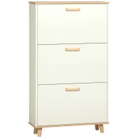 HOMCOM Modern Shoe Cabinet with 3 Flip Drawers and Adjustable Shelf, 12 Pair Shoe Storage Cabinet for Hallway, Entryway, White(m-2)