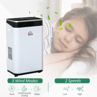 HOMCOM 2520 Sq. Ft Portable Electric Dehumidifier For Home, Bedroom or Basements with 14 Pint Tank, 2 Speeds and 3 Modes, 42 pt/Day, White(m-5)