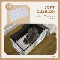 PawHut Large Cat Bed for Indoor, Cat House Hideaway with Soft Cushion, Scratching Pad, Dangling Ball, Dual Entrances, Grey(m-5)