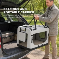 PawHut Pet Carrier Bag, Soft-Sided Dog Carrier for Small to Large Dogs, Portable Pet Travel Bag, Light Grey(m-4)