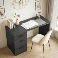 HOMCOM Computer Desk with 3 Drawers, 47" Home Office Desk with Adjustable Hanging Rails for Letter A4 Files, Black(m-8)