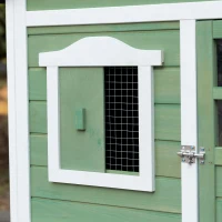 PawHut 44" Chicken Coop, Wooden Chicken House Hen Run, Rabbit Hutch with Nesting Box, Removable Tray, Asphalt Roof, Planting and Lattice, Green(m-9)