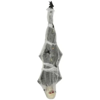 HOMCOM 55.9 Inch/4.7ft Life Size Outdoor Halloween Decoration Hanging Mummy with Spider Web, Animated Prop Decor with Sound and Motion Activated, Light Up Eyes, Creepy Sound(m-11)