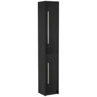 HOMCOM Freestanding Tall Bathroom Storage Cabinet with Adjustable Shelves, Bathroom Organizer, Black Wood Grain(m-9)