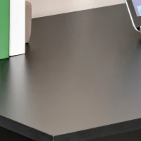 HOMCOM Computer Desk with 6-Tier Storage Shelves, Writing Desk Workstation with Bookshelf for Home Office, Black(m-7)