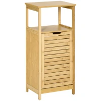 kleankin Bamboo Laundry Hamper Cabinet, Bathroom Storage Organizer with Tilt Out Laundry Basket for Dirty Clothes, Natural(m-1)