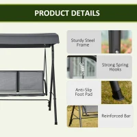 Outsunny 2-Seat Patio Swing Chair, Outdoor Porch Swing Glider w/ Tilting Canopy and Weather Resistant Steel Frame, Dark Grey(m-6)