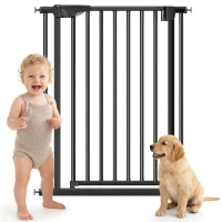 PawHut 30"-32" Baby Gate, 36"H Pet Gate with Auto-Close, Two-Way Open, Pressure Mounted, Black(m-13)