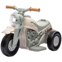 Qaba Ride On Motorcycle, 6V Ride on Bubble Car, 3 Wheeled Electric Motorcycle for Kids w/ LED Headlight, Music, Cream White(m-1)