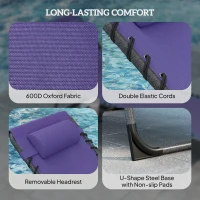 Outsunny Folding Outdoor Chaise Lounge Chair Tanning Chair with 5-Level Adjustable Back, Side Table, Pillow, Pocket, Purple(m-5)
