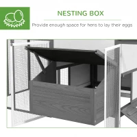 PawHut 97" Chicken Coop Poultry Cage with Double Run, Nesting Box, Gray(m-6)