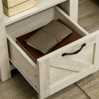 HOMCOM Farmhouse End Table, Side Table with Storage for Living Room, Oak(m-6)