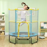 Qaba 4.6FT Trampoline for Kids with Safety Enclosure Net, for 3-6 Years Old, Gifts for Boys & Girls, Light Blue(m-2)