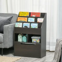 HOMCOM Kids Bookcase Multi-Shelf Book Rack with Mobile Drawer for Books, Toy,Brown(m-10)