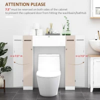 kleankin Over The Toilet Storage Shelf, Freestanding Bathroom Organizers Cabinet with Flip Up Door and Adjustable Shelves for Laundry Room, White(m-7)