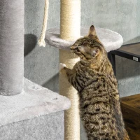 PawHut Cat Tree Floor to Ceiling Cat Tower Height Adjustable( 85-101 Inches), Tall Large Cat Climbing Activity Center with Scratching Posts Cat Condo Cozy Bed, Grey(m-10)