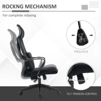 Vinsetto Office Chair High Back, Ergonomic Mesh Computer Chair Executive Task Chair with Massage Lumbar Support & Headrest Rocking(m-4)
