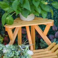 Outsunny Wooden Rustic 3-Tier Raised Plant Stand with Slatted Shelves Indoor & Outdoor Display Rack Plant Pot Organizer 37.75" x 25.25" x 24"(m-10)