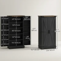HOMCOM 47" Kitchen Pantry Storage Cabinet, Farmhouse Kitchen Pantry Cabinet with Adjustable Shelves and Door Shelves, Black(m-3)