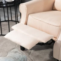HOMCOM Vibration Massage Recliner Chair for Living Room with Heat,  Wingback Single Sofa, Modern Suede Fabric Push Back Reclining Chair with Footrest, Side Pocket, Beige(m-8)
