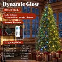 HOMCOM 6ft Prelit Christmas Tree with Dual-Color LEDs, All Realistic Tips, Hinged Xmas Nordmann Fir with 11 Modes, Remote(m-5)