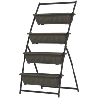 Outsunny 4-Tier Vertical Raised Garden Planter with 4 Boxes, Outdoor Plant Stand Grow Container for Vegetable Flowers, Brown(m-2)