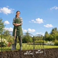 Outsunny 5 Pack Garden Fencing for Yard, Decorative Fence Panels as Flower Edging, Swirls Black(m-3)