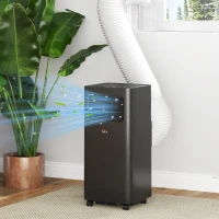 HOMCOM 10000 BTU Mobile Air Conditioner, 441 Sq. Ft., AC Unit with Dehumidifier, Sleep, 24H Timer On/Off, Window Kit, Black(m-11)