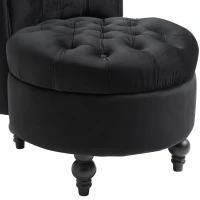 HOMCOM Retro High Back Armless Royal Accent Chair Fabric Upholstered Tufted Seat for Living Room, Dining Room and Bedroom, Black(m-7)