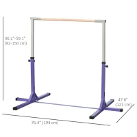 Soozier Professional Gymnastics Bar for Kids, Toddler Home Gymnastics Equipment with 13-level Adjustable Height, Purple(m-3)