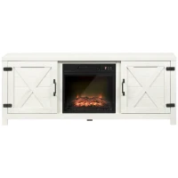 HOMCOM Electric Fireplace TV Stand for TV's up to 60" Flat Screen, Living Room Media Entertainment Console with Doors, Adjustable Storage Shelves, White(m-1)