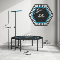Soozier 45" Rebounder Trampoline for Adult, Quiet Bungee Rebounder with Adjustable Handle, Blue(m-3)