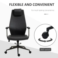 Vinsetto High-Back Executive Office Chair, Ergonomic Leather Computer Desk Chair with Adjustable Height, Removable Headrest and 360 Swivel Wheels, Deep Grey(m-14)