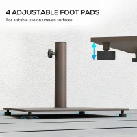 Outsunny Square Patio Umbrella Base, 29 lbs Metal Umbrella Stand Base with Adjustable Foot Pads, Heavy Duty Patio Umbrella Holder for 1.5"/1.9" Umbrella Poles for Outdoor, Lawn, Poolside, Brown(m-6)