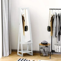 HOMCOM Jewellery Cabinet with Full-Length Mirror, Standing Jewelry Armoire with LED Light, White(m-8)
