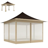 Outsunny 12 x 12 ft. Canopy Tent with Mesh Netting, UPF50+ Pop Up Tent with Carry Bag for Garden, Patio, Brown(m-1)