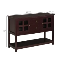 HOMCOM Coffee Bar Cabinet, Kitchen Cabinet with Adjustable Shelves, Glass Doors and 2 Drawers, Sideboard Buffet Cabinet for Living Room, Espresso(m-3)