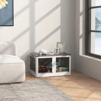 HOMCOM Stackable Storage Bins with Lids, Wheels, and Collapsible, White(m-2)
